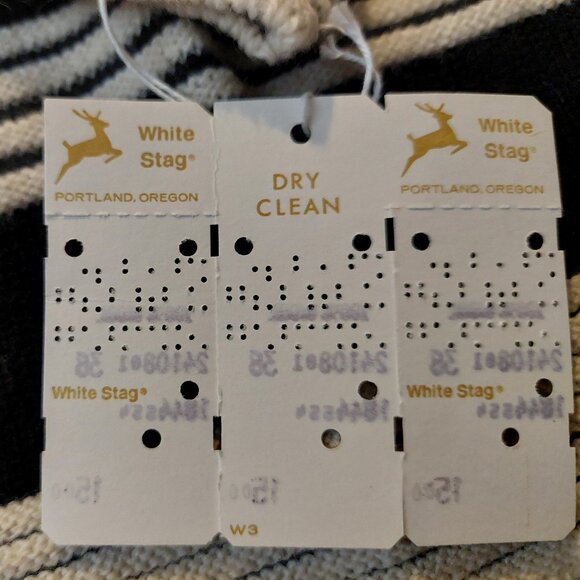 Vintage White Stag 1940s-1950s Black White Stripe Wool Ribbed Turtleneck Sweater - Picture 8 of 11